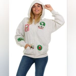 The Peanuts Gray Full Zip Hoodie with Cartoon Graphics NWT Size M